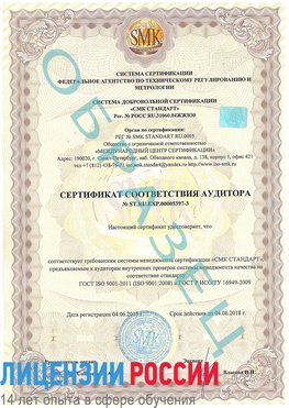 Образец сертификата соответствия аудитора №ST.RU.EXP.00005397-3 Городище Сертификат ISO/TS 16949